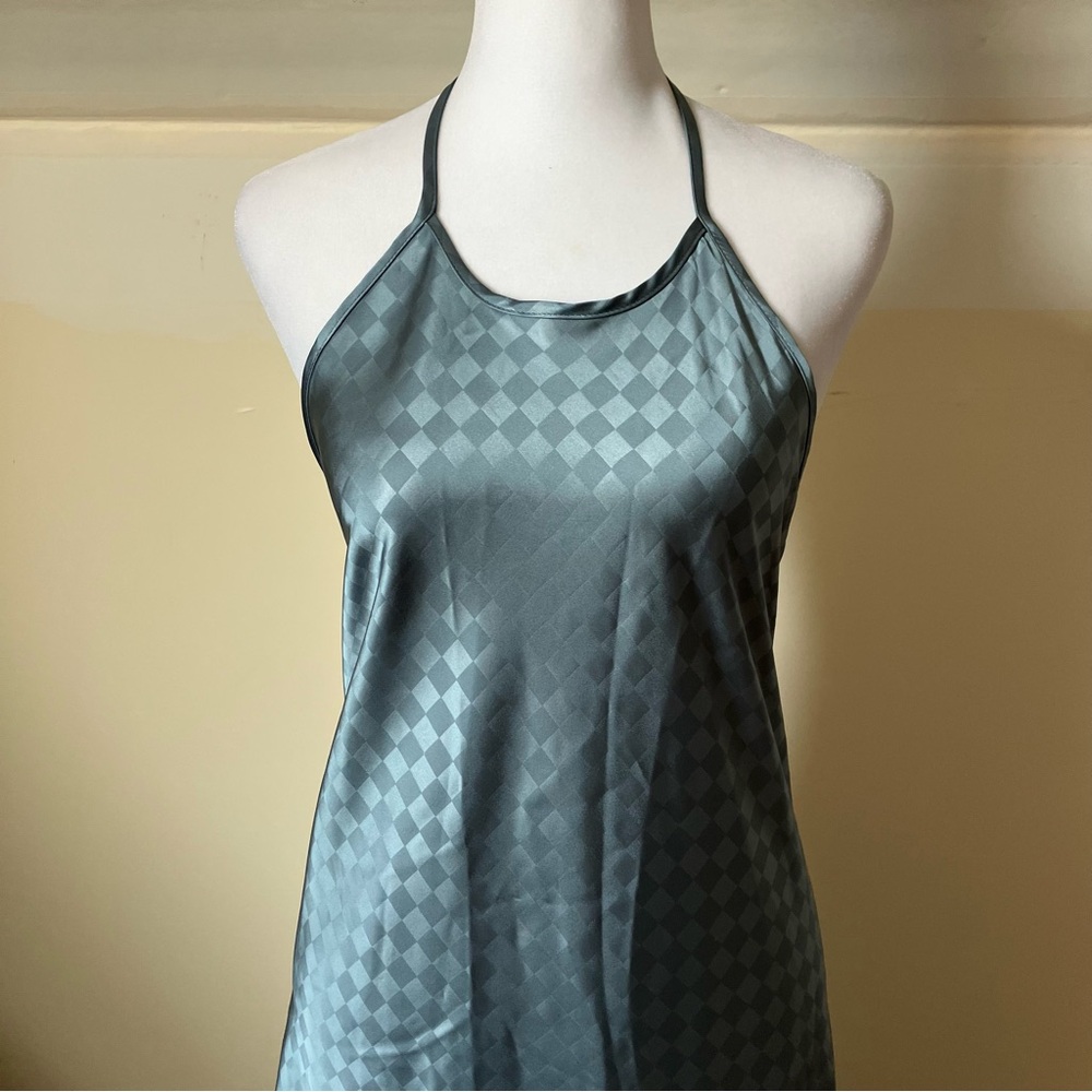 House of Harlow 1960 Halterneck Backless Baby Blue Diamond Patterned Dress Large - Picture 6 of 14